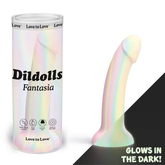 LoveToLove–Dildolls“Fantasia”Glow-in-the-DarkSiliconeDong(Tie-DyePastel)