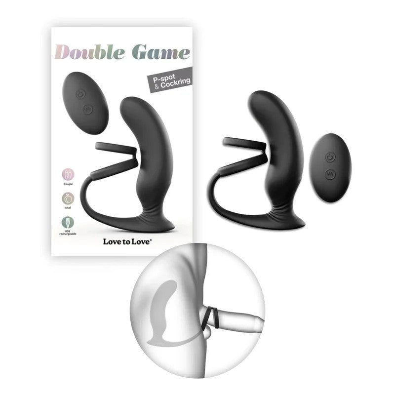 LoveToLove–“DoubleGame”RemoteVibratingP-SpotAndCockring(Black)