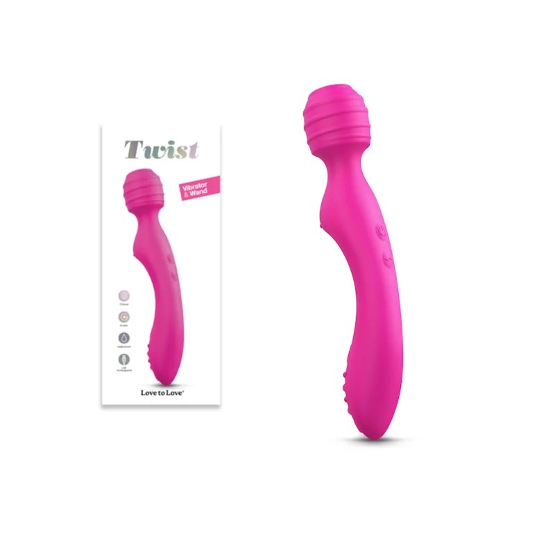 LoveToLove–“Twist”2-In-1Vibrator&Wand(DangerPink)