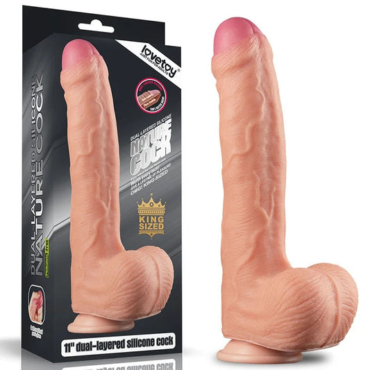 Lovetoy–11″Dual-LayeredSiliconeNatureCock(Flesh)