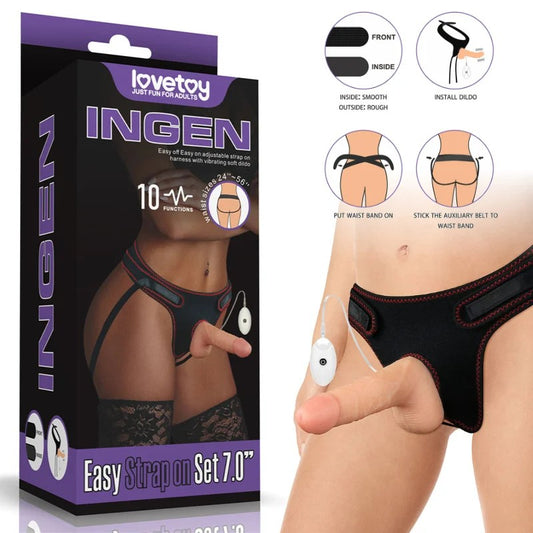 LoveToy–7″VibratingDong&Harness(LightFlesh)