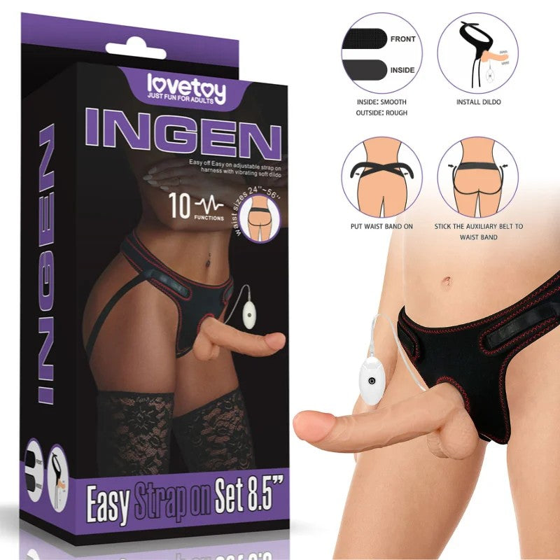 LoveToy–8.5″VibratingDong&Harness(LightFlesh)