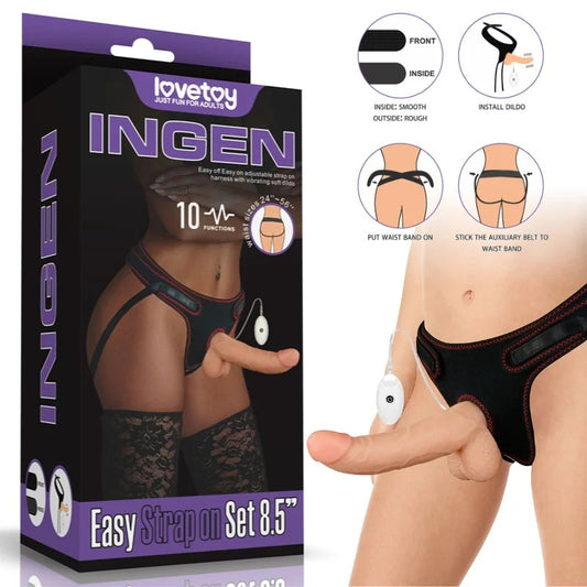 LoveToy–8.5″VibratingDong&Harness(LightFlesh)