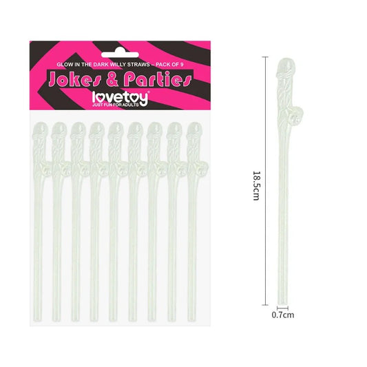 LoveToy–9pkOfGlowInTheDarkPenisStraws(Glow-in-the-Dark)