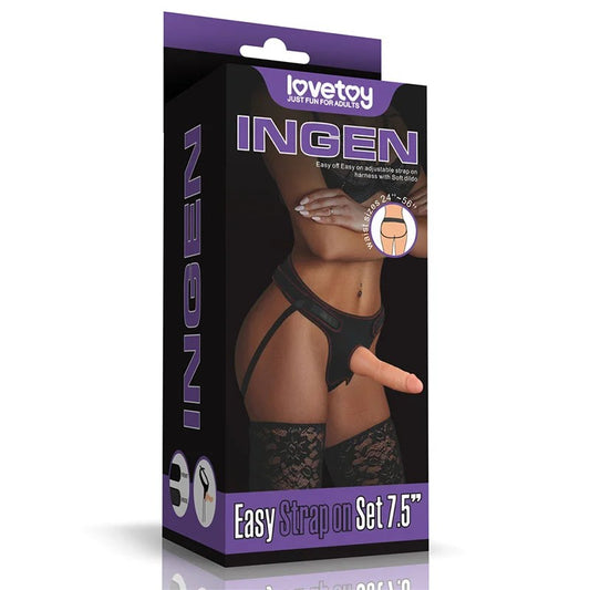 Lovetoy–INGENHarnesswith7.5″Strap-OnDong(LightFlesh)