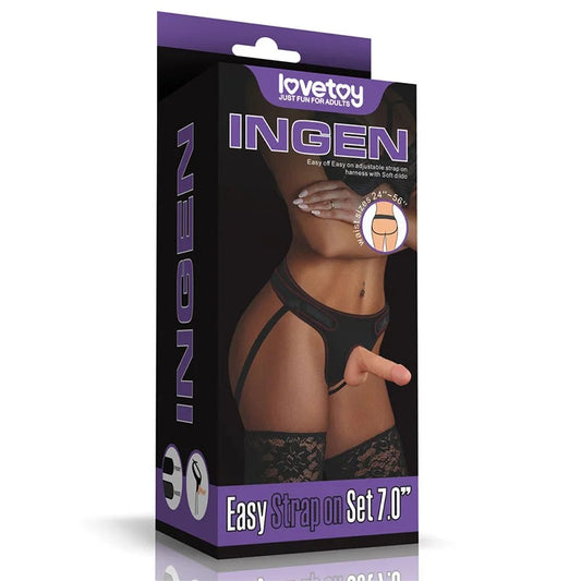 Lovetoy–INGENHarnesswith7″Strap-OnDongwithBalls(LightFlesh)