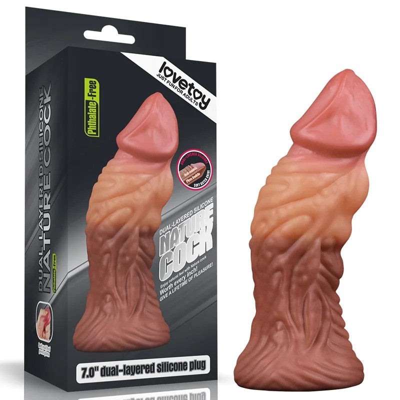 Lovetoy–NatureCock7″DualLayerDong(Medium/TanFlesh)