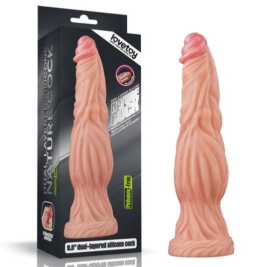 LoveToy–NatureCock9.5″DualLayeredSiliconeDong(LightFlesh)