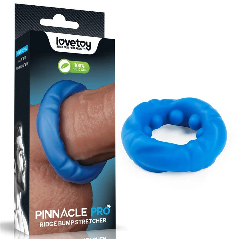 Lovetoy–PinnacleProRidgeBumpCockRingorStretcher(Blue)