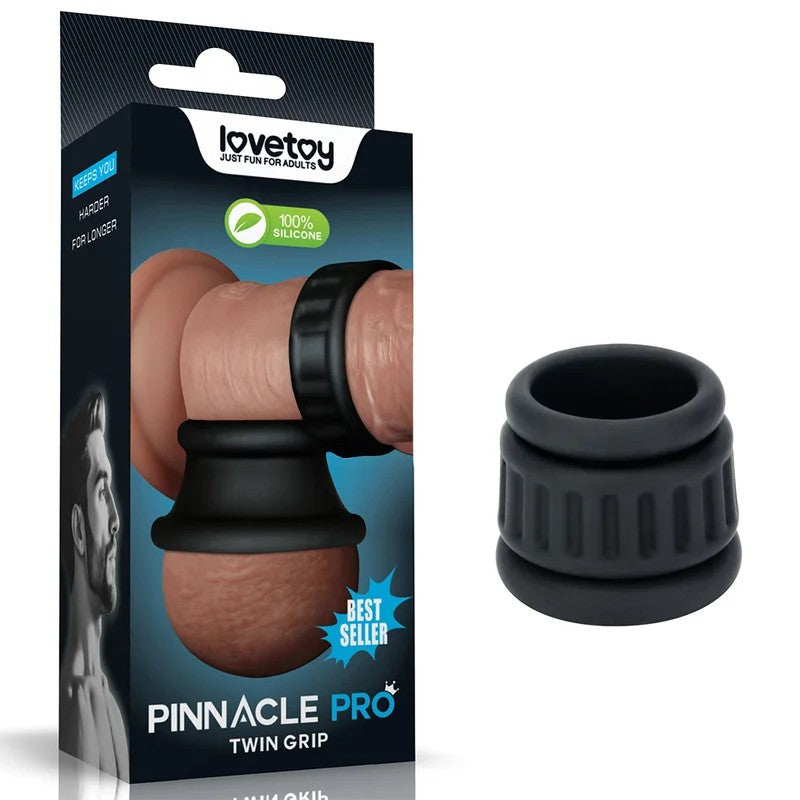 Lovetoy–PinnacleProTwinGripCock&BallRings2Pc(Black)