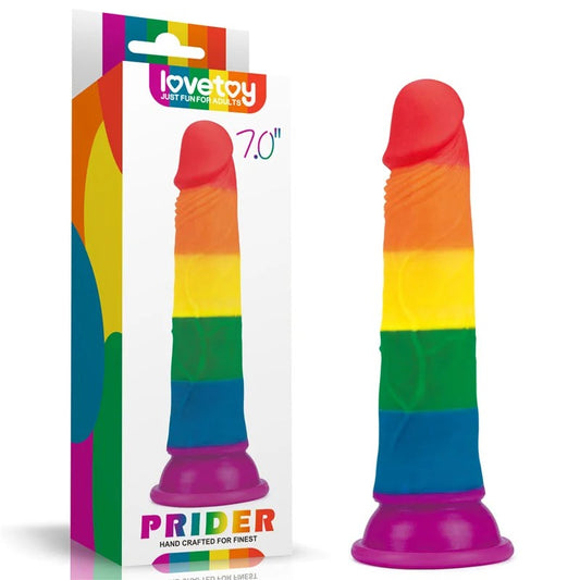 Lovetoy–Pride7″DildowithSuctionBase(Rainbow)