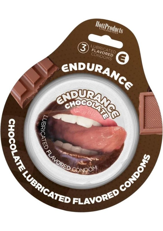 LubricatedFlavoredEnduranceCondoms3PerPack–Chocolate