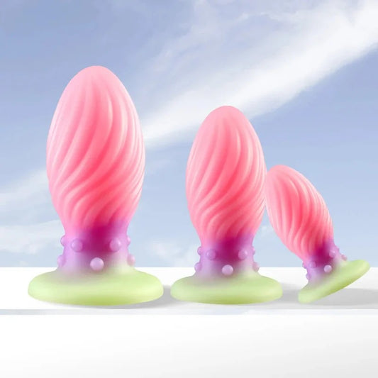 LuminousAnalDilatorButtPlug–PinkAnalDildoKnottedSiliconeFemaleSexToys