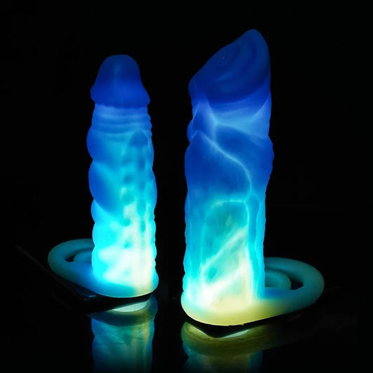 LuminousHugeCockSleeveEnlarger–MonsterdildoPenisRingPreimiumSiliconeSexToyforMen