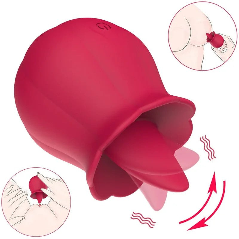 Lurevibe-10SpeedsVibratingRoseShapeTongueLickingVibratorForWomen