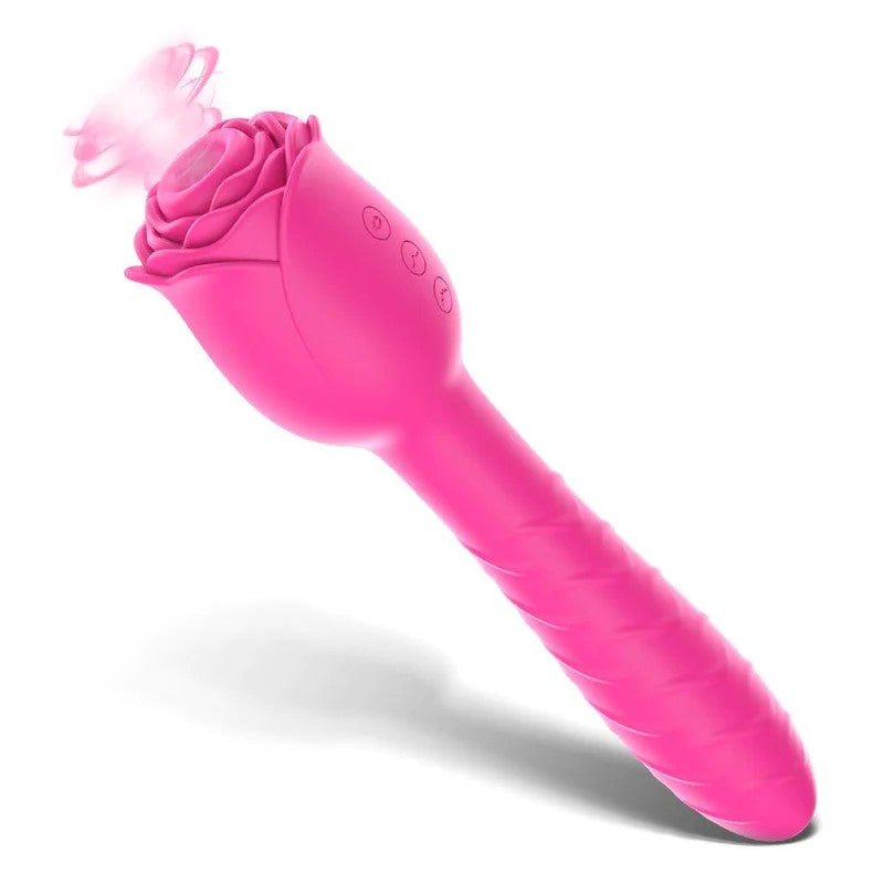Lurevibe–D3621Scarlet3-in-1TelescopicSuckingAndShockingHandleRoseVibrator