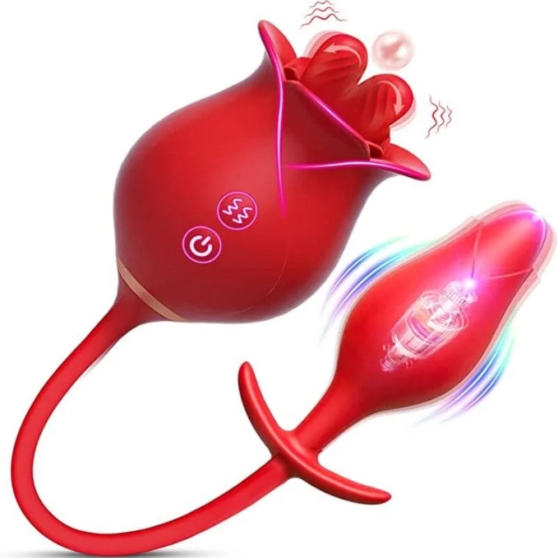 Lurevibe–RomeoDouble-pistilTongue-lickingRoseToyWithVibratingAnalPlug