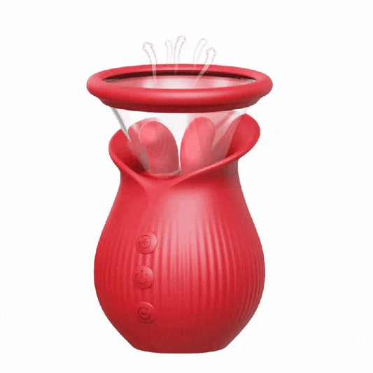 Lurevibe–RoseRomeo–3in1RoseSexToywith2SuctionCupsAdultToysFemaleClitoralNippleVibratorswith10LickingSuckingVibrating