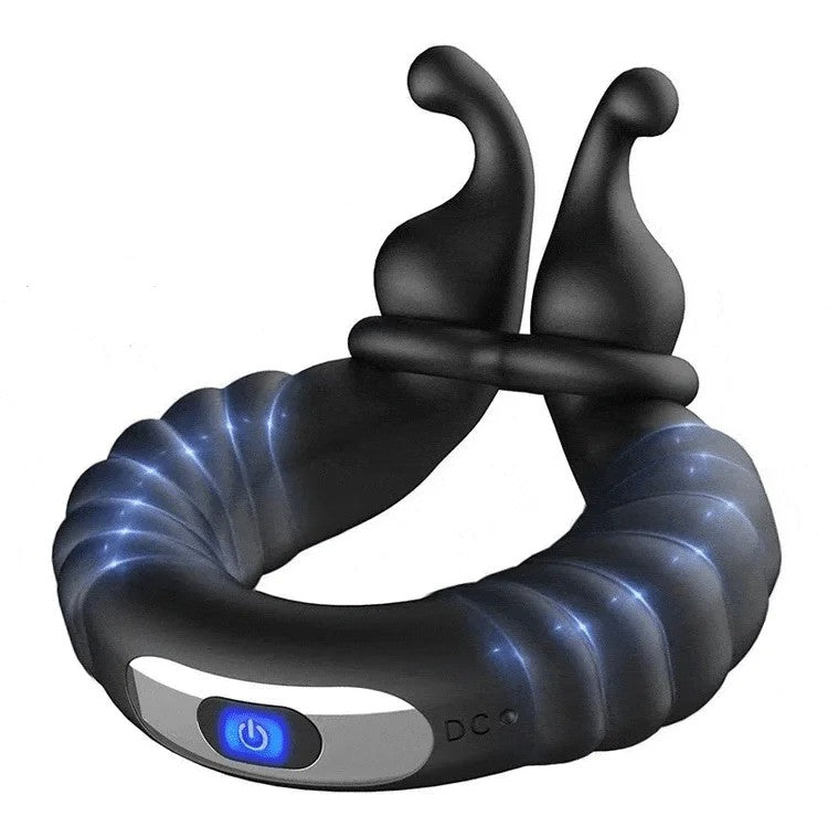 Lurevibe–VibratingDualPenisRingDildoStretchyCockRing