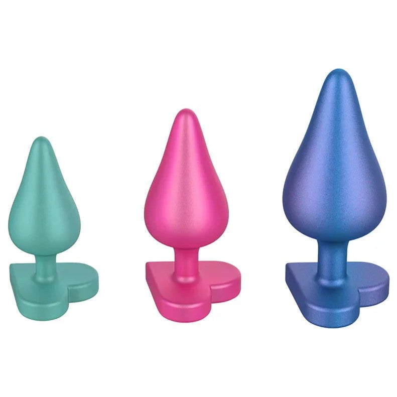Luster–Silicone3PieceAnalPlugSet–Multicolor