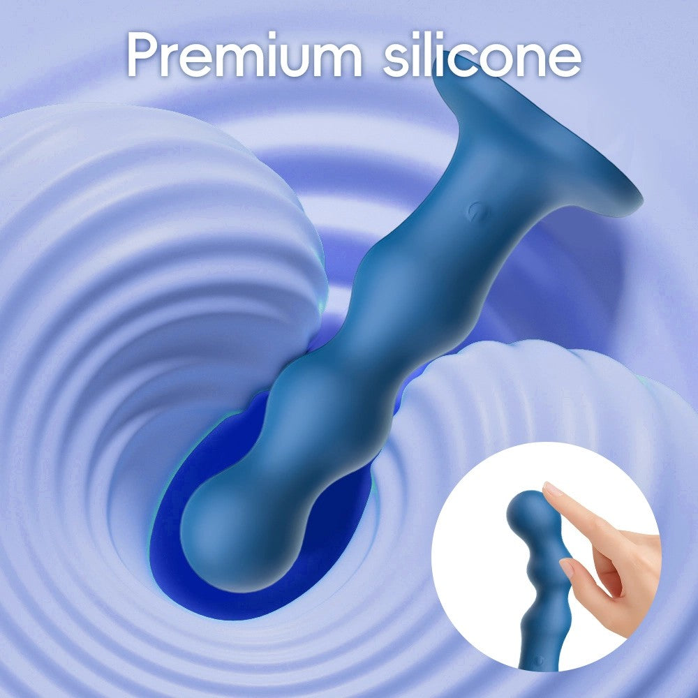 LuvIncBS38BeadedStrap-OnVibratorRemoteControlSiliconeVibratingAnalToyBlue