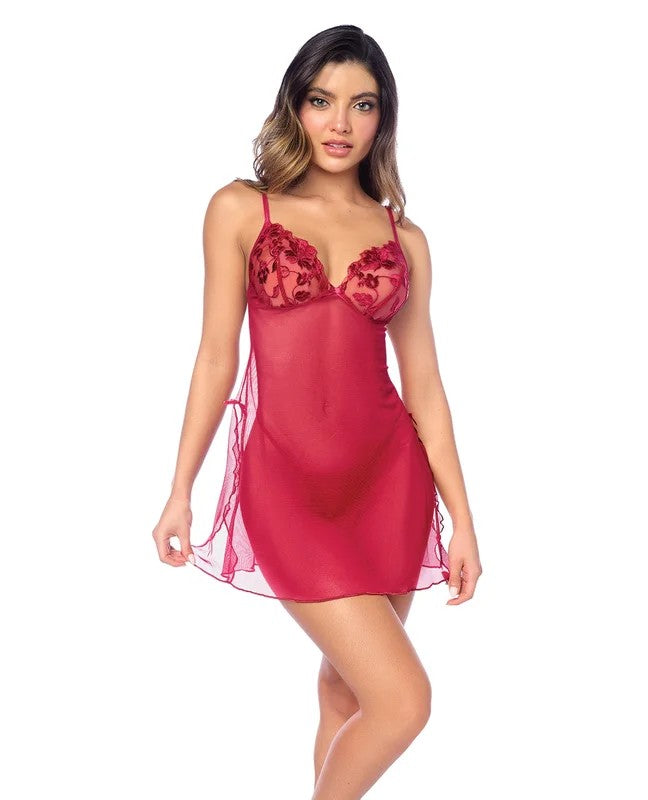 LuxeBabydollw/AdjustableStraps&G-String–RedL/XL
