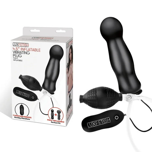 LuxFetish–4.5″InflatableVibratingBishopPlug(Black)