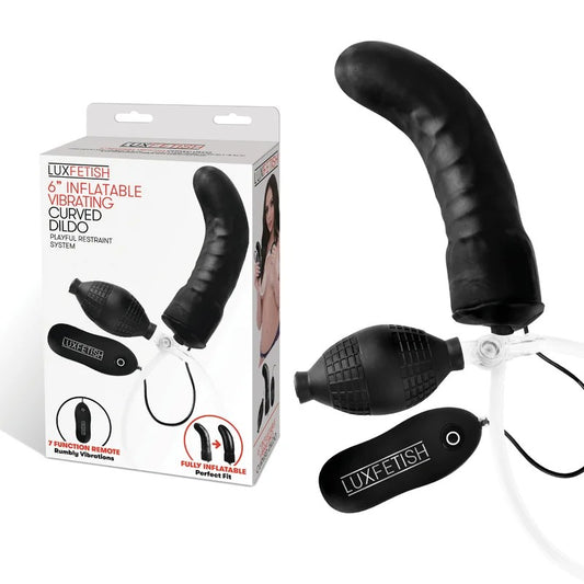 LuxFetish–6″InflatableVibratingCurvedDildo(Black)
