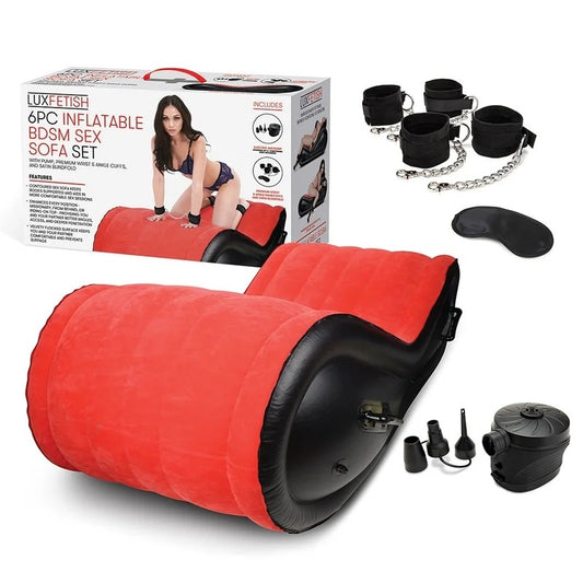 LuxFetish–6pcInflatableBDSMSofaSet(Black/Red)
