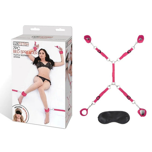 LuxFetish–7PieceBedSpreaderPlayfulRestraintSystem(Pink)
