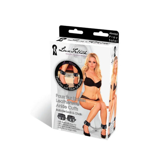 LuxFetish–FauxFurUnisexLeatheretteAnkleCuffs