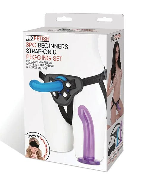 LuxFetish3pcBeginnersStrapOn&PeggingSet–MultiColor