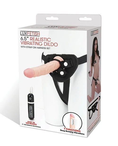 LuxFetish6.5″RealisticVibratingDildoW/strapOnHarnessSet