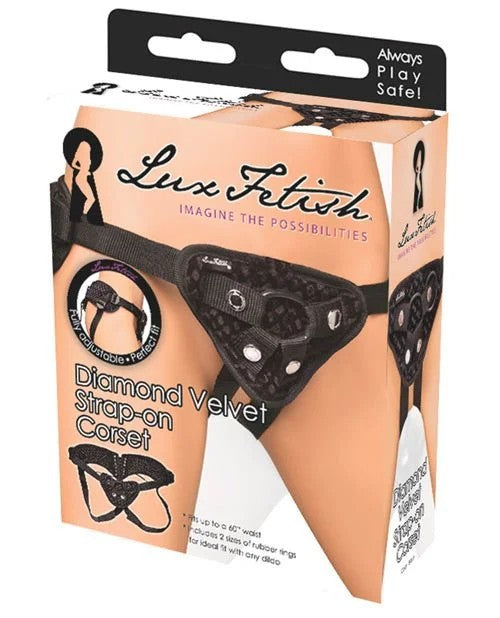 LuxFetishDiamondVelvetStrap-onCorset–Black