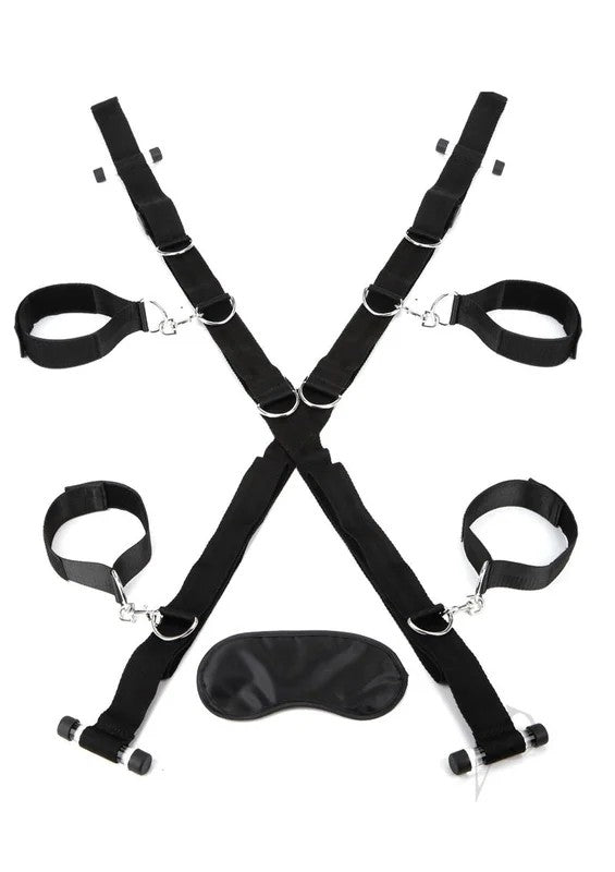 LuxFetishOverTheDoorCrosswith4UniversalSoftRestraintCuffs