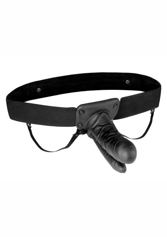 LuxFetishUnisexVibratingHollowDoublePenetrationStrap-OnDildowithWiredRemoteControl