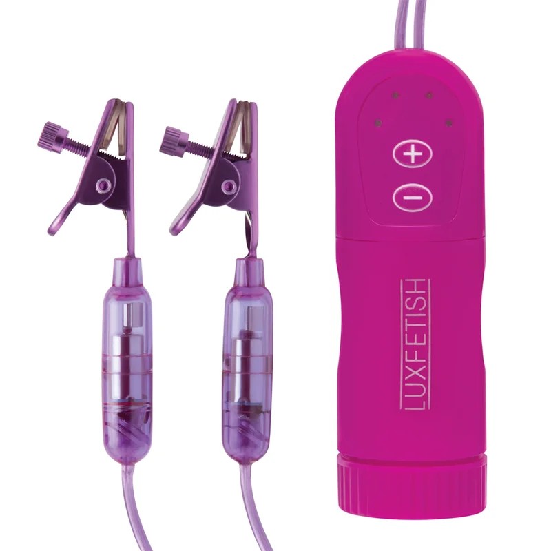 LuxFetishVibratingNippleClampsw/WiredRemoteControl