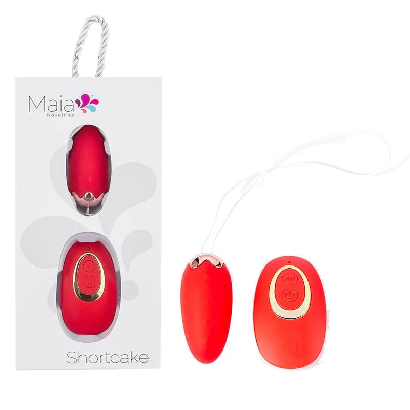 Maia–“Shortcake”StrawberryEggVibratorwithRemote(Red/Gold)