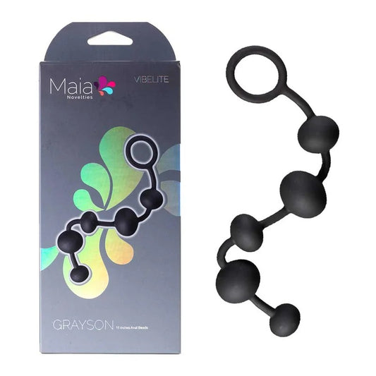 Maia–Vibelite“Grayson”SiliconeAnalBeads(Black)