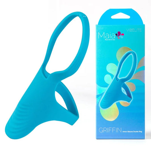 Maia–Vibelite“Griffin”AmorSiliconeDoubleRing(Blue)