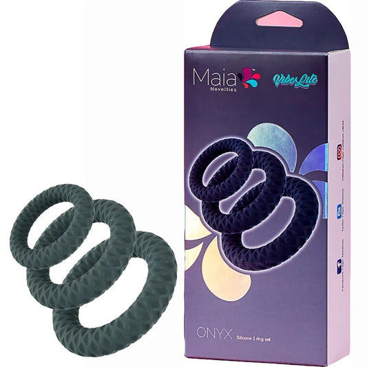 Maia–Vibelite“Onyx”Silicone3RingSet(Black)