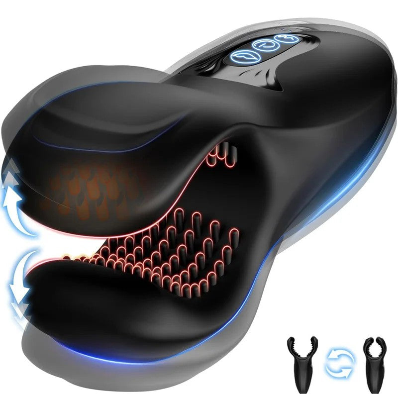 MaleHandheldMasturbatorDualHeadBitePelletStimulation