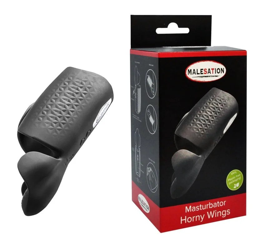Malesation–HornyWingsDualMotorOpenMaleMasturbator(Black)
