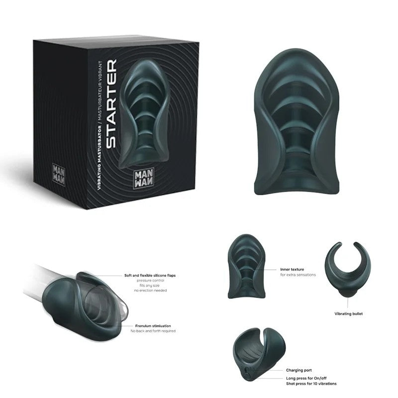 MANWAN–StarterMaleVibratingMasturbator–(PineGreen)