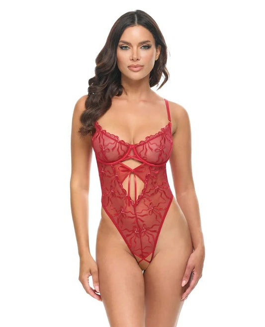 MariahEmbroideredMeshUnderwireTeddy–BurgundyMD