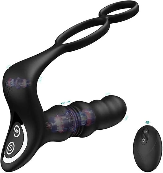MassagerMasturbation9FrequencyRemoteControlAnalVibratorwithCockRing