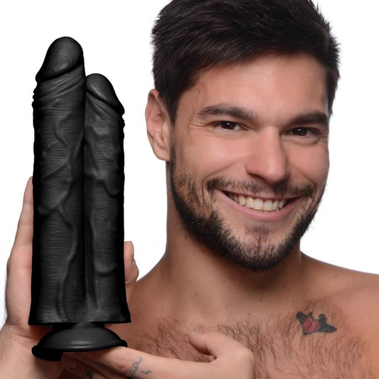 MasterCockDoubleStuffer10InchHugeThickDildoRealisticDildoWithHands-FreeSuctionCup