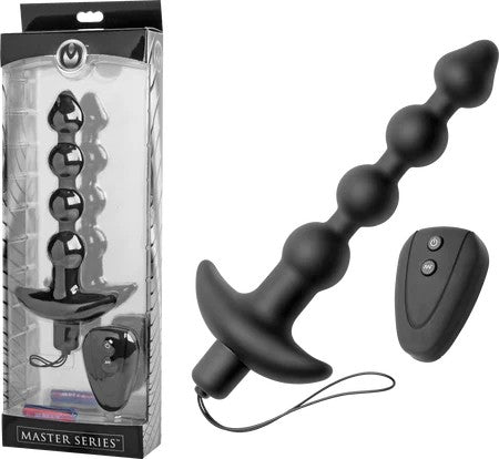 MasterSeries–7SpeedSiliconeBeadedAnalVibeWithRemote(Black)