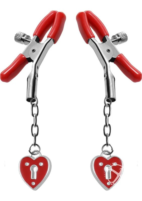 MasterSeries–CrimsonTiedCharmedHeartPadlockNippleClamps