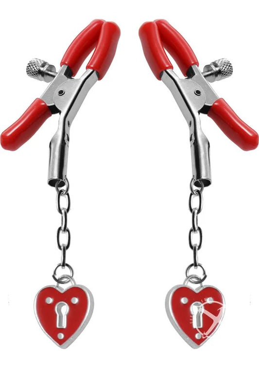 MasterSeries–CrimsonTiedCharmedHeartPadlockNippleClamps